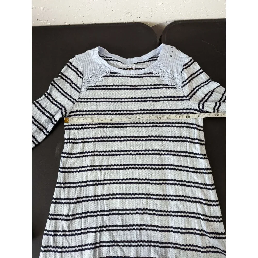 Justice Girl Striped Waffle Knit Long Sleeve Top Size 14 Fall School Thermal NWT